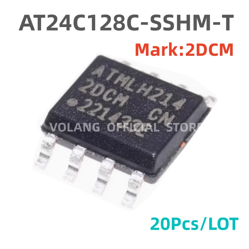 20Pcs AT24C128C-SSHM-T SOIC-8 Chip  EEPROM- SOP8 Mark 2DCM