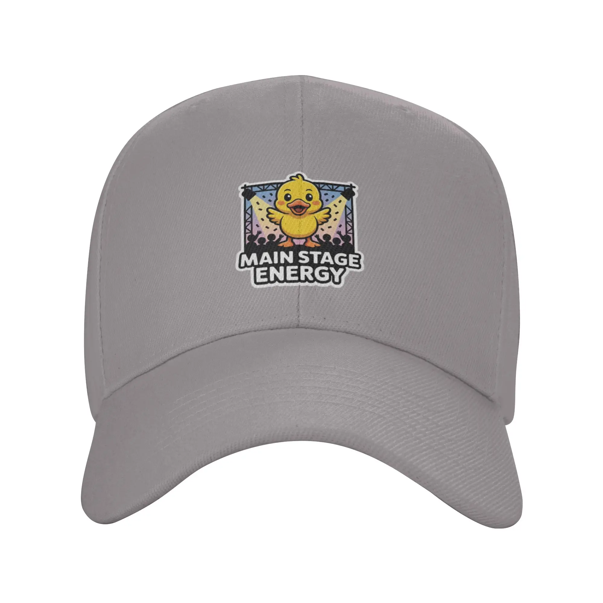 Hot Sale Main Stage Energy   Funny Concert Duck Sticker Baseball Cap  Durable Summer Hat  Parade Summer Hat