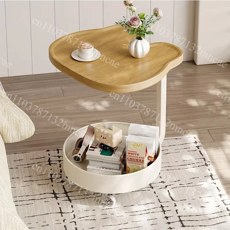 Movable Creative Cart: Sofa Side Table, Shelf & Coffee Table in One, Luxury Living Room Accent