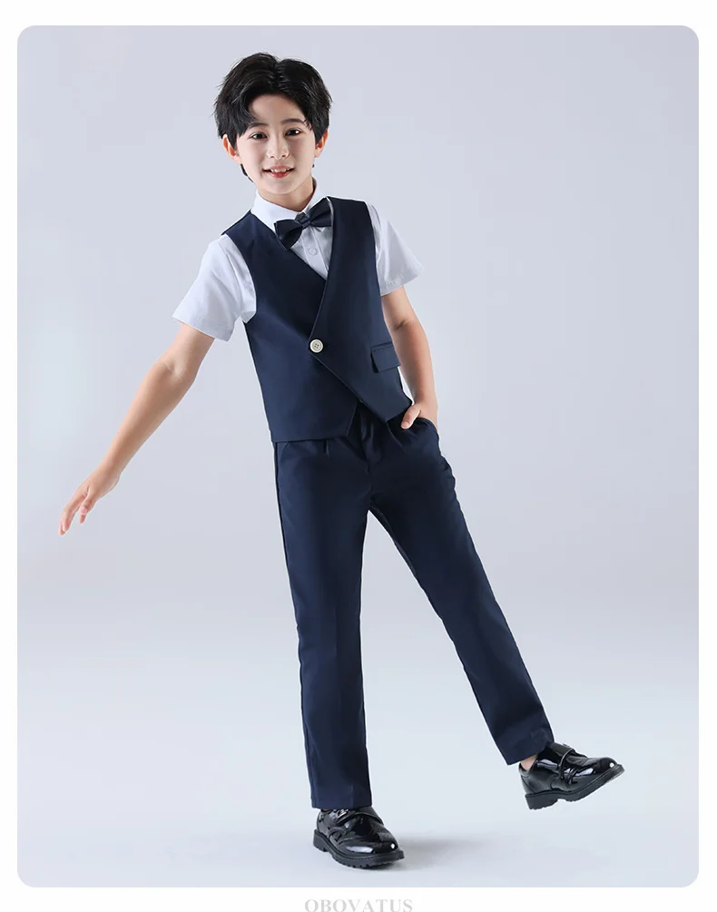 Luxuriöses Kinder-Anzug-Set für Teenager-Jungen, Hochzeit, Party, Jubiläum, Kleidungsset, 4-teilig, Kinder-Schuluniform-Outfit – Detail 2