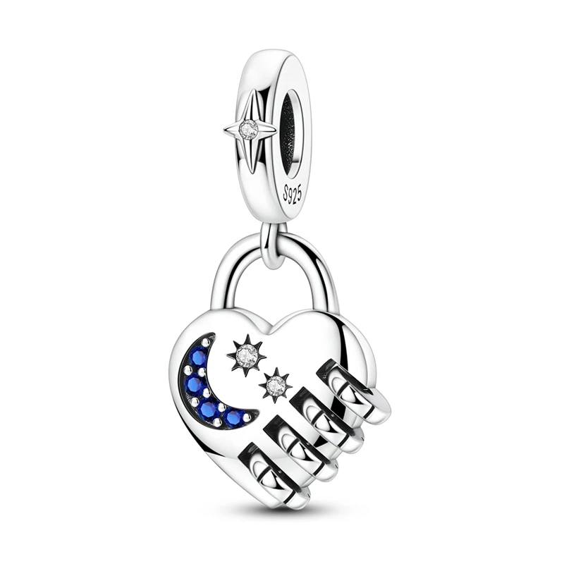 

925 Sterling Silver Charms Bead Rotating Heart Lock Dangle Fit Original Bracelet DIY Women Jewelry