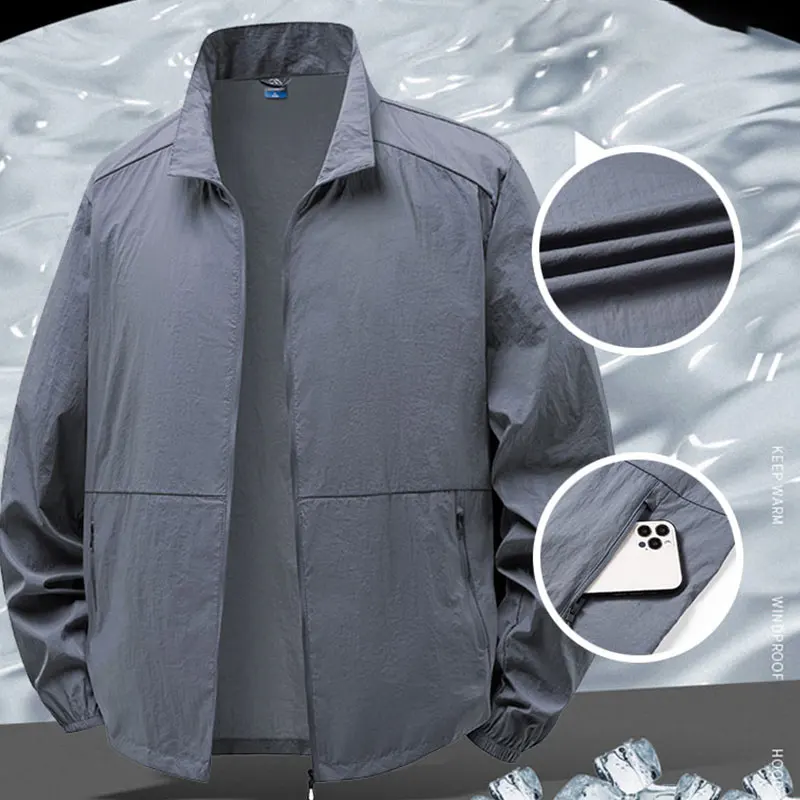 Men's Sun Protection Jacket Ultrathin Windbreaker Summer Outdoor UV Jacket Loose Stand Collar Oversized Sunscreen Coat Fishing image 3
