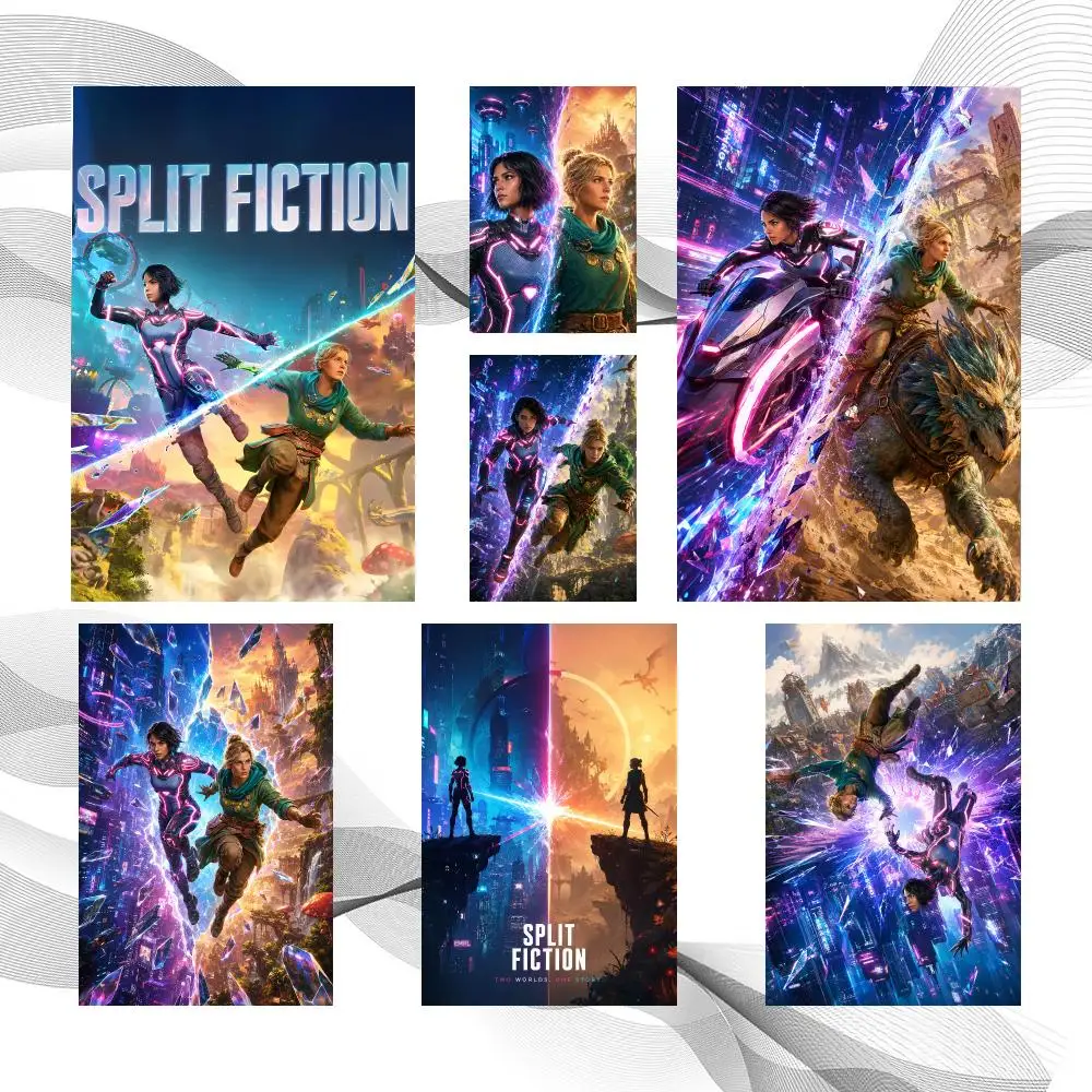 Game Action S-Split Fiction Poster Peel And Stick Wall Art Self Adhesive PP Waterproof Wall Decor Living Room Bedroom Gift