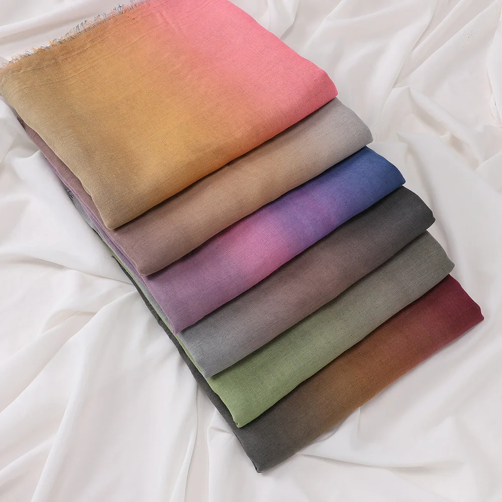 

New Ombré Splicing Cotton Hijab Scarf Casual Ladies Hand-painted Scarf Bag Head Scarf Turban Hijabs for Women Foulard Bandana