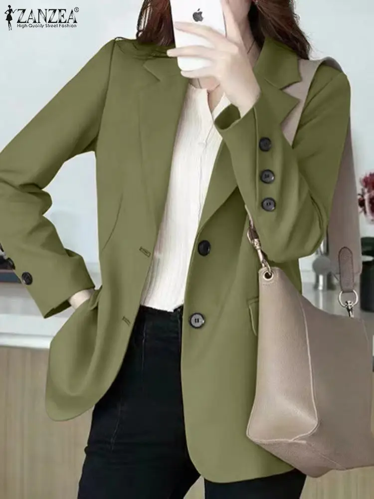 

ZANZEA Elegant OL Work Suits Women Casual Long Sleeve Lapel Blazer Autumn Fashion Coats Thin Buttons Up Jackets Female Outwear