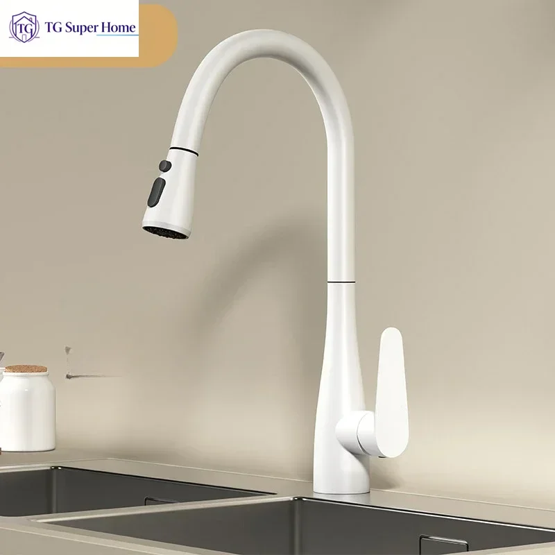 Stainless steel household pull-out kitchen faucet balcony sink washbasin hot and cold water anti-splash pressurization