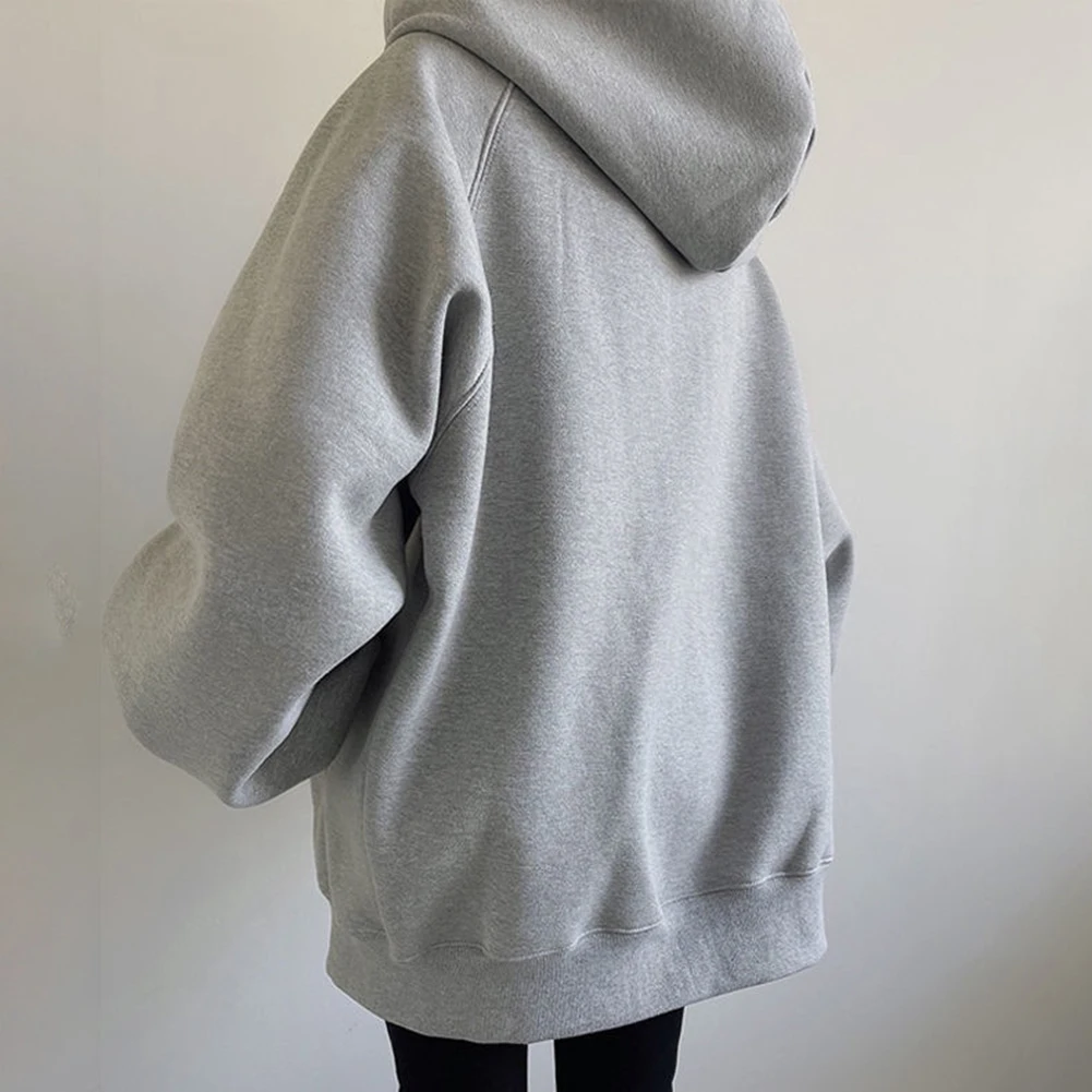 Unisex Fleece Lined Hoodie Cardigan Sweatshirt with Zip Front Long Sleeve Solid Color Jacket Suitable for Cold Weather Seasons