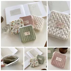 Flower Pendant Sanitary Napkin Storage Bag Korean Style Ox Cloth Cosmetic Bag Small Item Bag Data Cable Storage Bag