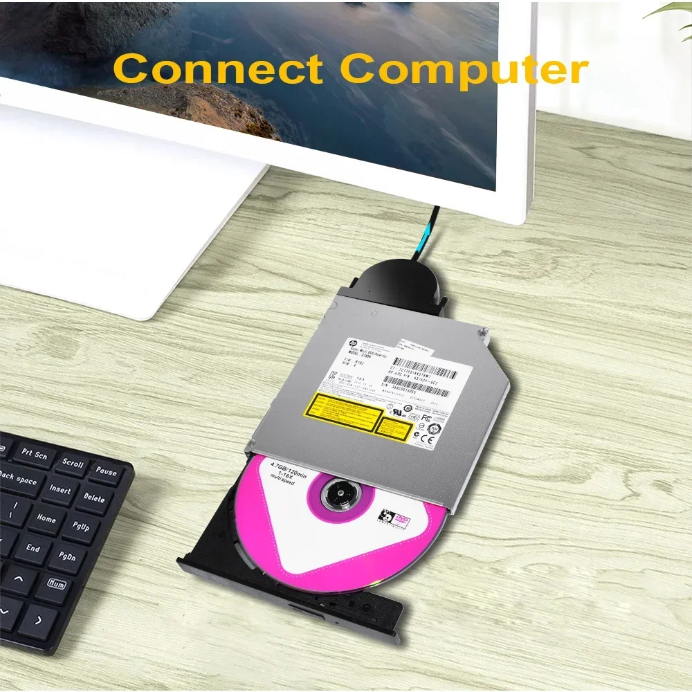 LDPCSJ USB 2.0 SATA Cable Optical Driver Adapter Cable CD/DVD-ROM Drive Cable For PC Laptop Notebook plug and play
