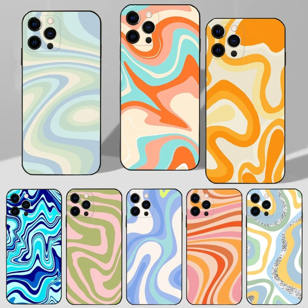 Abstract Swirl Graffiti Phone Case For iPhone 16,15,14,13,12,11 Plus,Pro Max,XS,X,XR,SE,Mini,8,7 Soft Silicone Black Cover