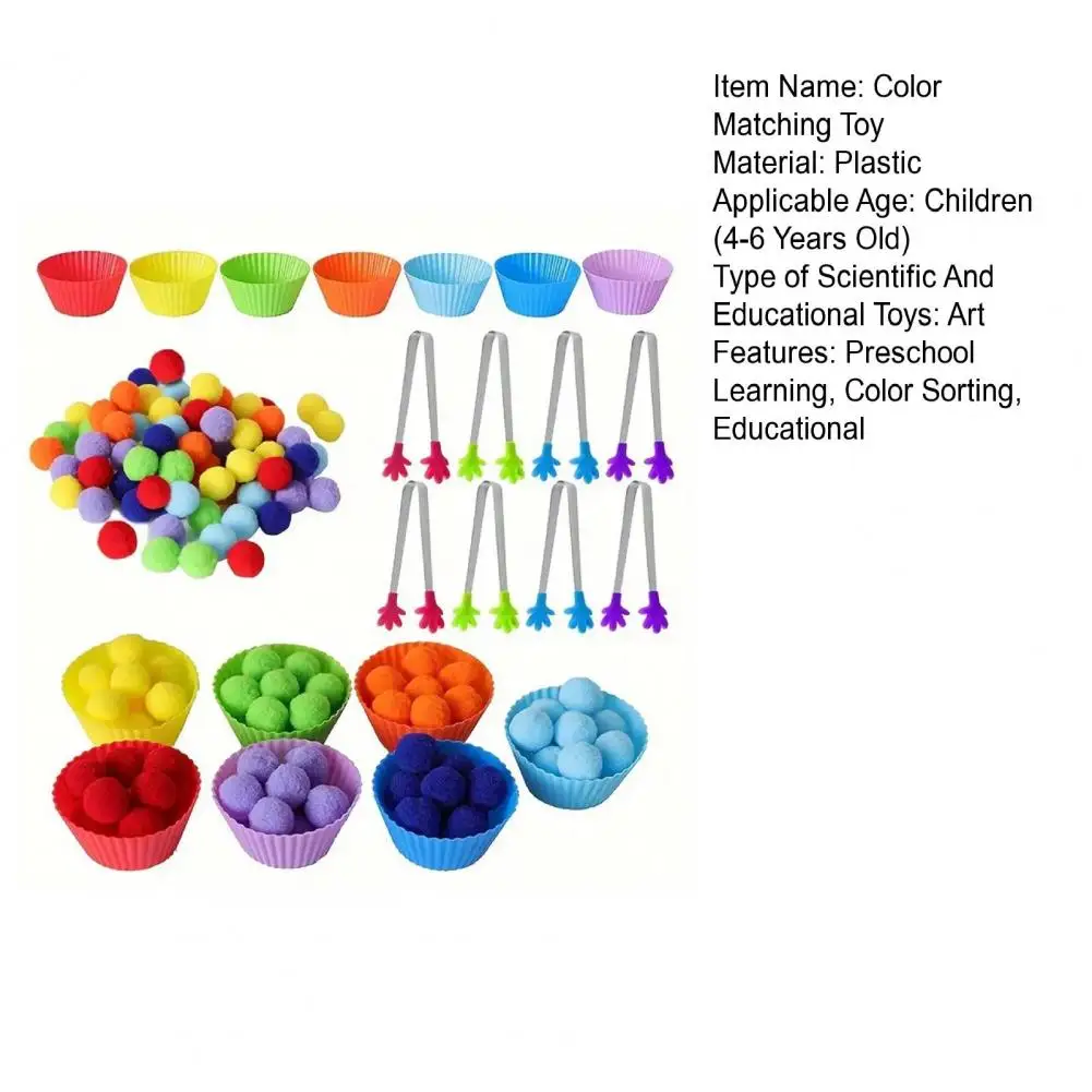 Conjunto de brinquedos de correspondência de cores Conjunto de brinquedos educativos de classificação de cores para crianças com 78 peças 7 tigelas 70 pompons para crianças para meninos