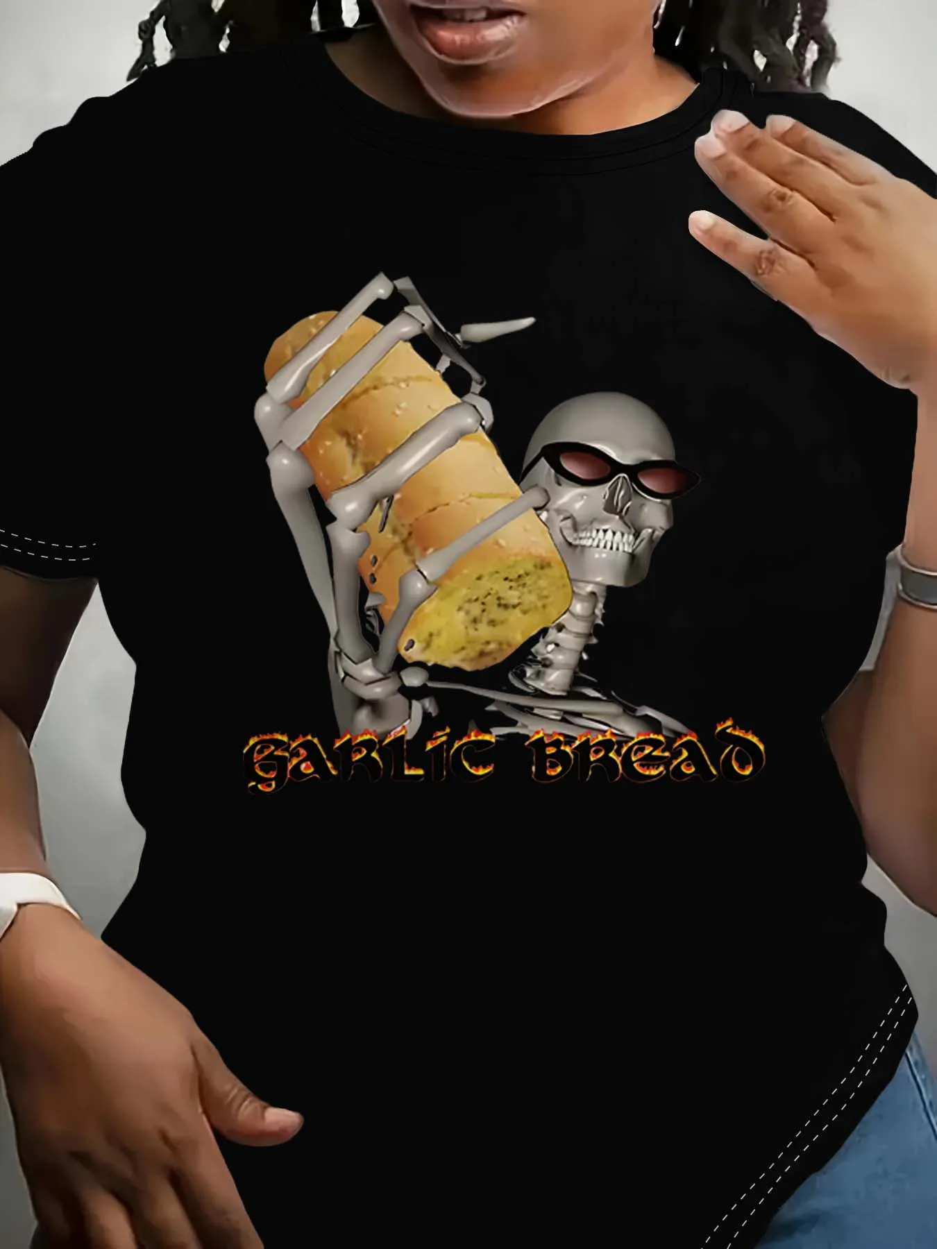 พลัสขนาดโครงกระดูกขนมปังกระเทียมธีมเครื่องแต่งกายแฟชั่นสุดเก๋