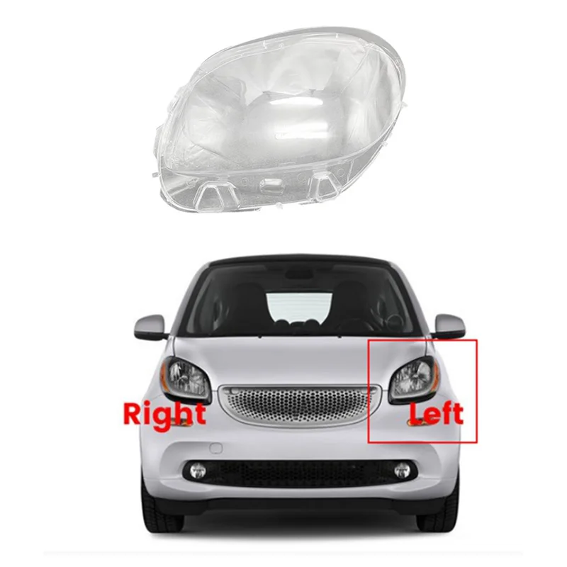 A57E-Headlight Shell Lamp Shade Transparent Lens Cover Headlight Cover For Mercedes-Benz Smart Fortwo Forfour 2016-2019 Left Par