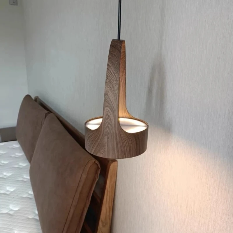SANDYHA Modern Minimalist pendent Light wood grain lampshade LED lamp Restaurant Bar Kitchen Island Lighting Fixtures home decor