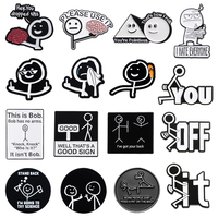 Hey You Dropped This Brain Funny Sarcasm Quotes Enamel Pins Cartoon Character Bob is No Arms Humor Joke Metal Badge Jewelry Gift