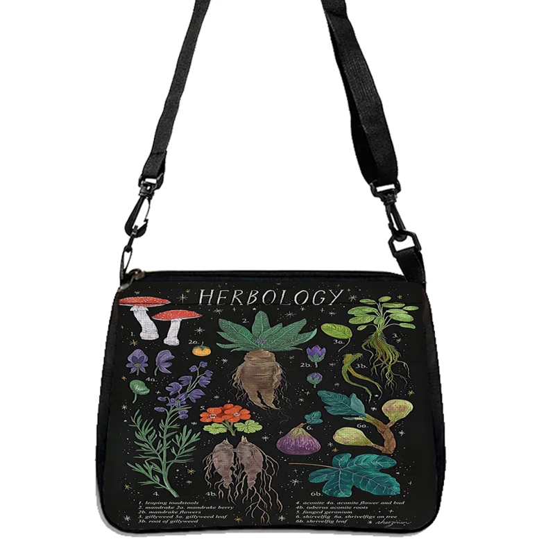 Botanical Crossbody Bag Reusable Shopping Bag Custom Pattern Mushroom Print Handbag Women's Floral Shoulder Bag