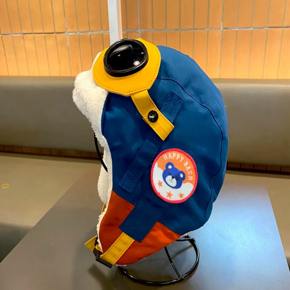 

New Cute Cartoon Pilot Hat Cold Proof Windproof Ear Protection Cap with Glasses Thickned Warm Hat Winter