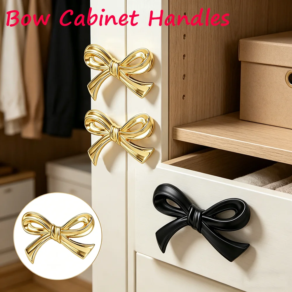 Furniture Hardware Gold - 1/2/4Pcs Bow Shape Drawer Knob Gold
