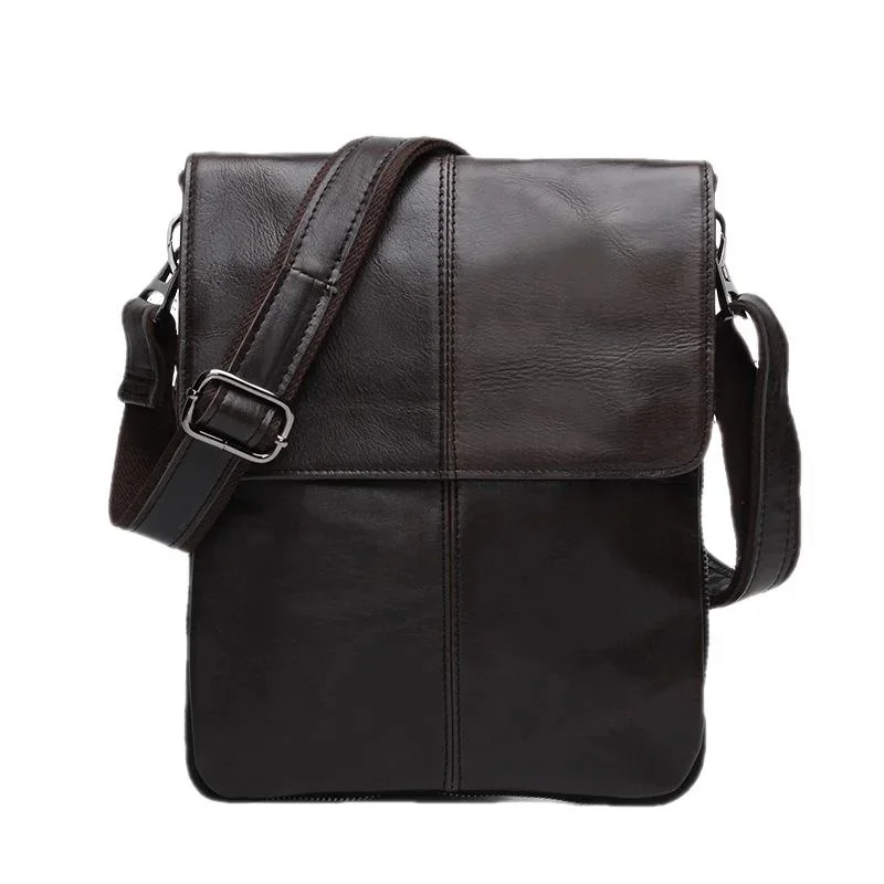 Luxe Lederen Heren Schouder Casual Fashion Messenger Crossbody Retro Verticale Kleine Tas Voor Mannen