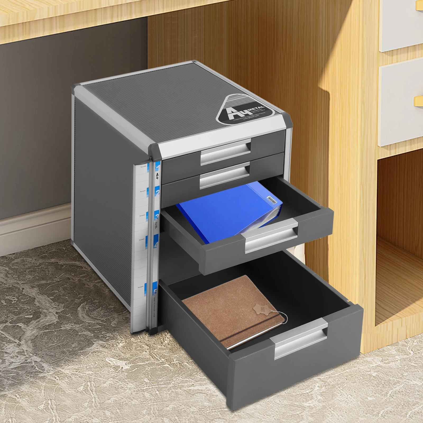 

5 Tier Document Storage Box 10kg Load Tabletop File Cabinet Lockable A4 Paper Drawer Organizer with Keys for Office Law Firm Home Study Use