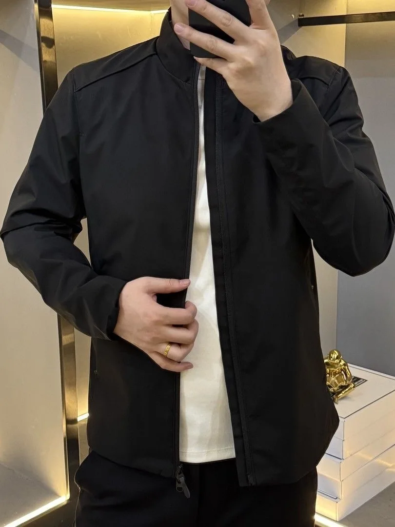 

Men's Faionable Pure Color Jaet 2600 Spring Autumn Casual Busin Zipper Closure Long Sve Polyester Cotton Blend