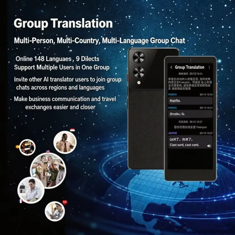 AI Translator Device for Business Meeting Cross Border Trade 148 Languages Real Time Voice Translation Offline Recording Photo