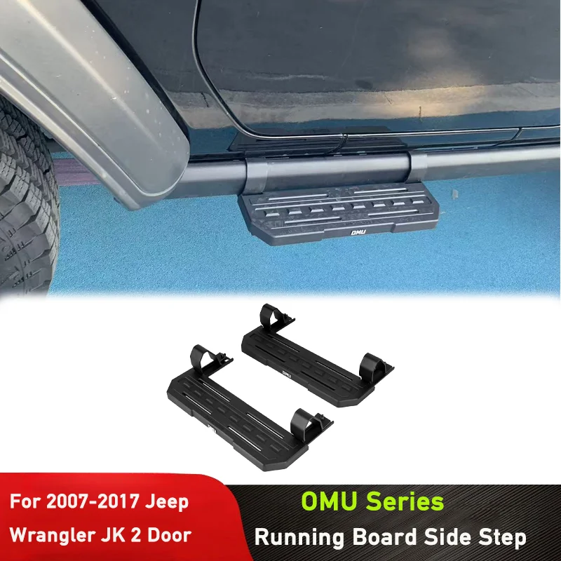 Off Road 4x4 Accessories OMU Aluminum Running Board Side Step For Jeep Wrangler JK 2 Door with Rubicon OEM Side Bar 2007-2017