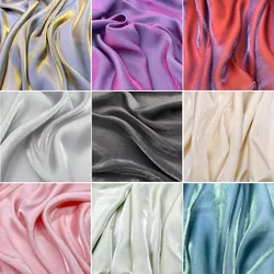 Gradient Color Mercerized Satin Fabric, Shiny Silk Iridescent Cloth, Sewing Material For Dress