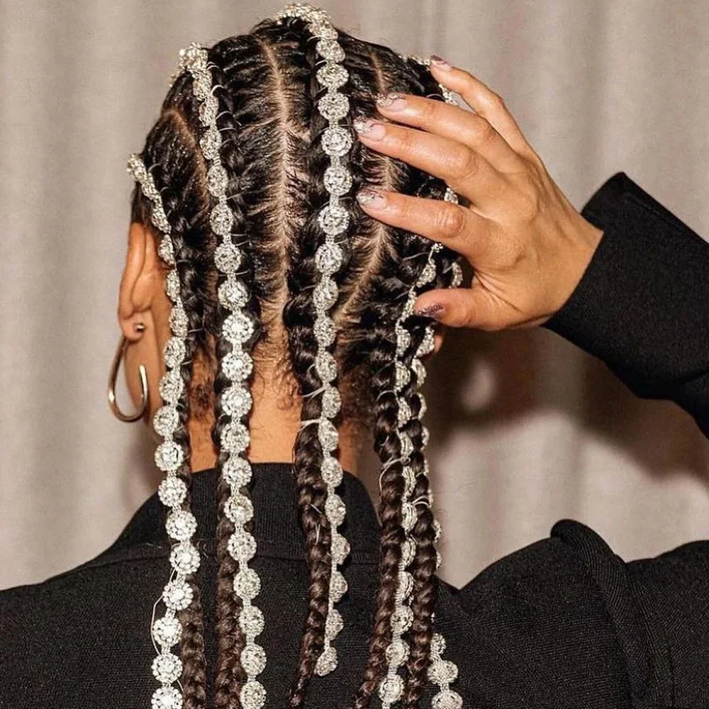 Stonefans-cadena para el pelo de flores para mujer, diadema de estilo Hip Hop, decoración nupcial india, joyería de lujo, pinzas para el pelo largas con diamantes de imitación ostentosos