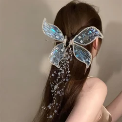 2024 New Crystal Butterfly Wing Hair Clip Female Atmosphere Photography Ancient Costume Accessories Headgear Girl's Hair Clip