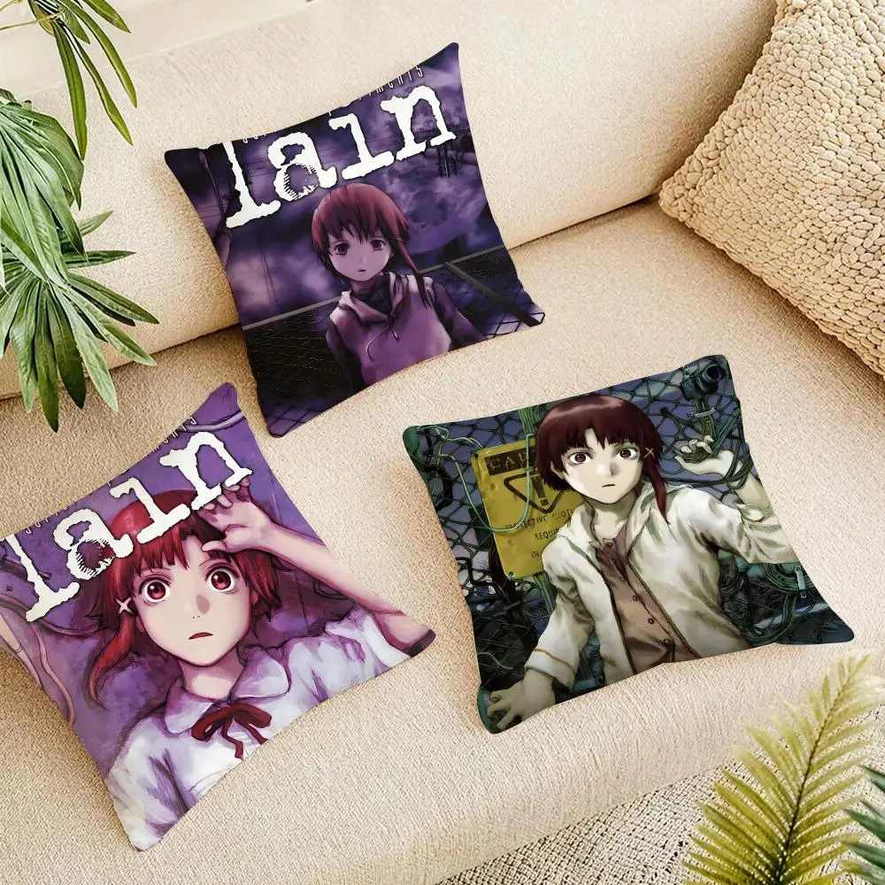 Serial E-Experiments Lain Anime Cushion Cover Linen Square Pillow Case Naturally Durable Hypoallergenic Gentle On Sensitive Skin