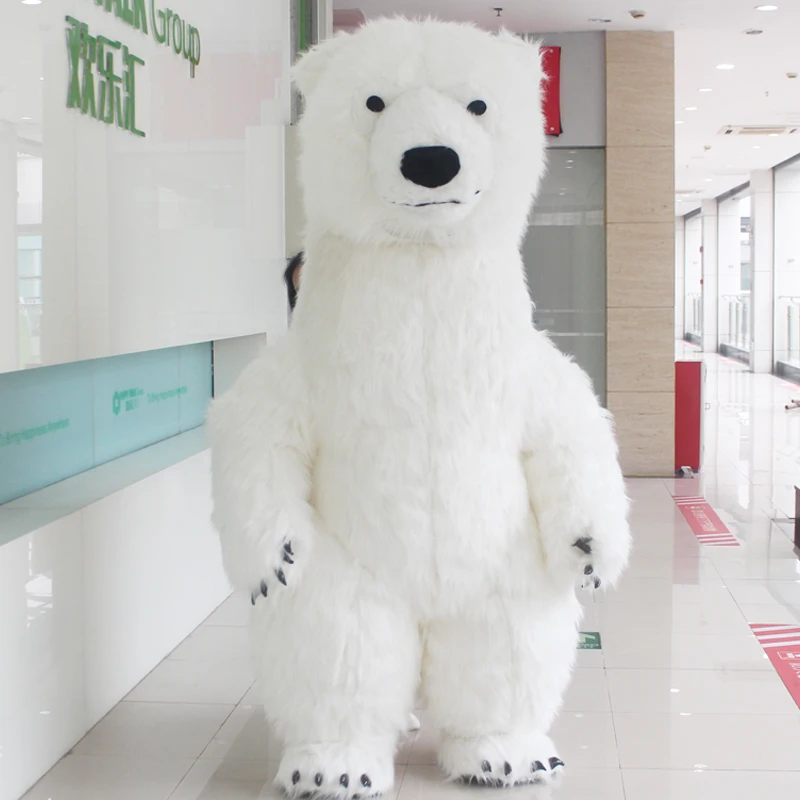 

Mascot Costume White Polar Bear Inflatable Costume for Advertising 2M/2.6M/3M Tall Long Hair Suitable for 1.6m To 1.95m Adult