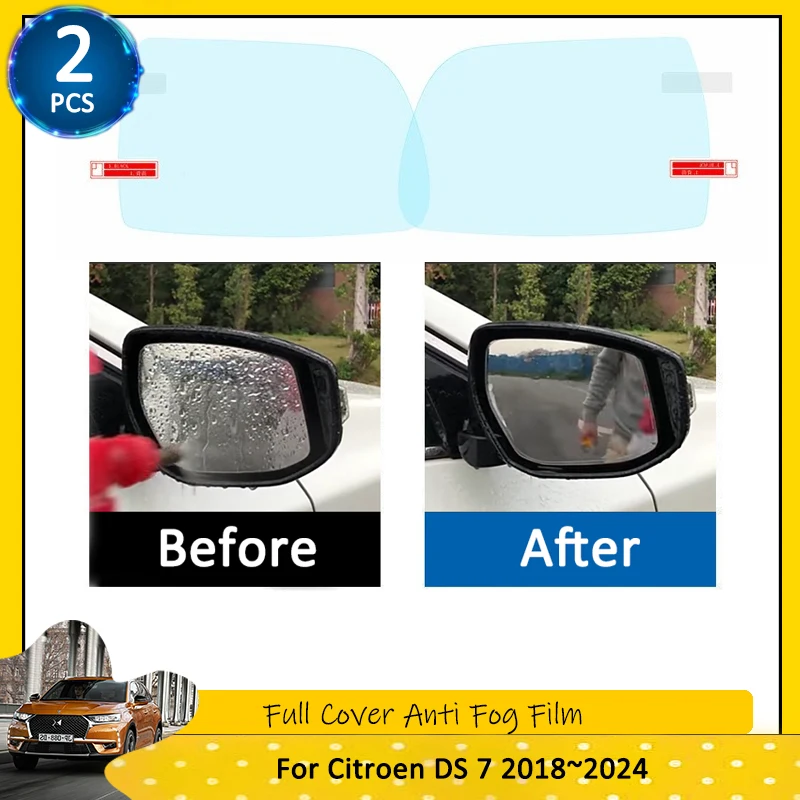 For Citroen DS 7 2018~2024 2019 2020 Protective Films Clean Full Cover Anti Fog Film Rearview Mirror Accessories DS7 Crossback