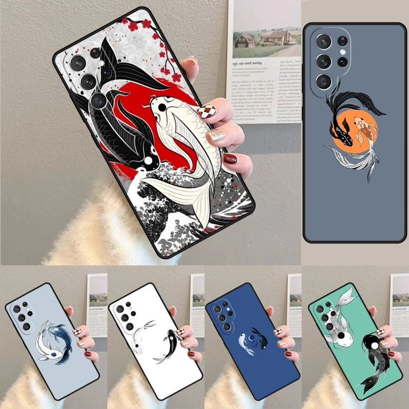 Cover For Samsung Galaxy S24 Ultra S21 S22 S8 S9 S10E Note 10 20 Plus FE S23 Koi Fish Yin Yang Phone case Coque