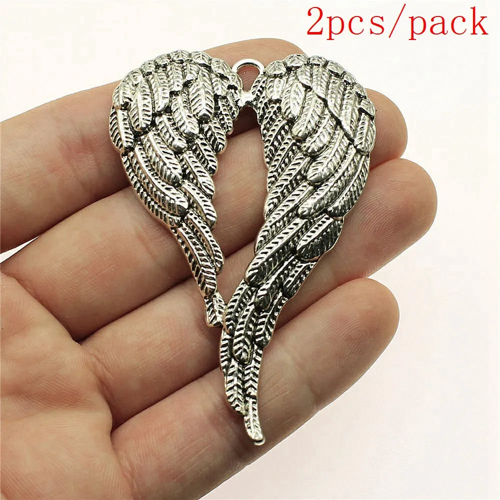 Bulk Charms For Jewelry Making Kit Pendant Diy Jewelry Accessories Big Double Angel Wing Charms