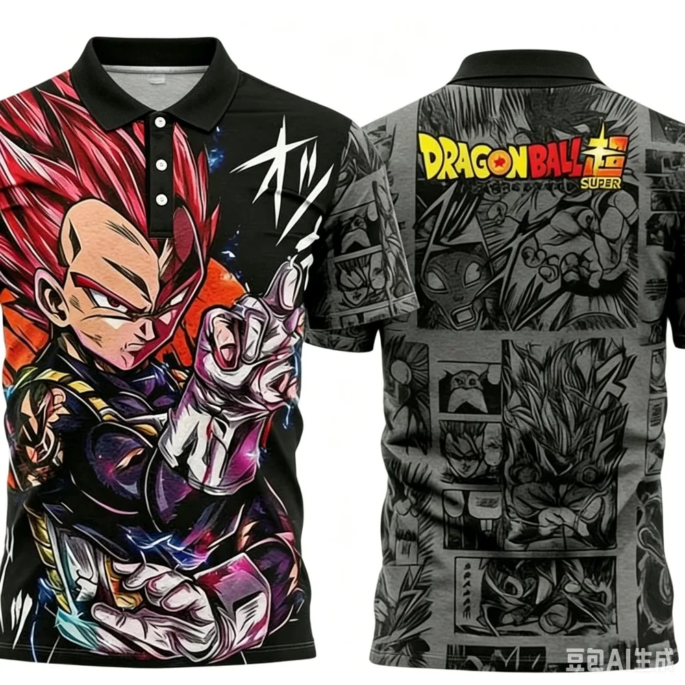 

Summer 2026 Dragon Ball Vegeta "Super Saiya God" Comic Themed 3D Print Breathable Quick Drying T-shirt Men's Women Polo Shirt