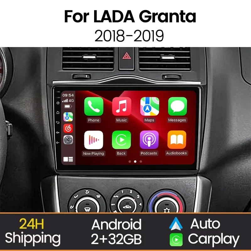 Wireless CarPlay Android Auto Car Radio for LADA ВАЗ Granta Cross 2018 2019 2020 2021 GPS Multimedia Video Player 2Din Stereo