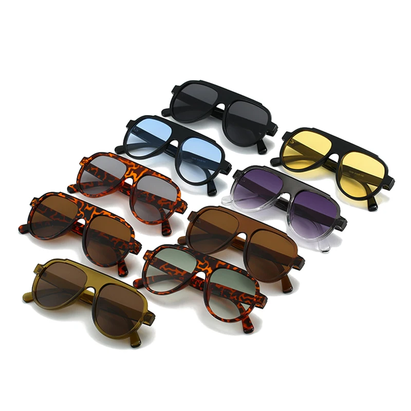 SHAUNA Fashion Oversized Pilot Men Sunglasses Retro Gradient Shades UV400 Men Trending Yellow Blue Sun Glasses image 4