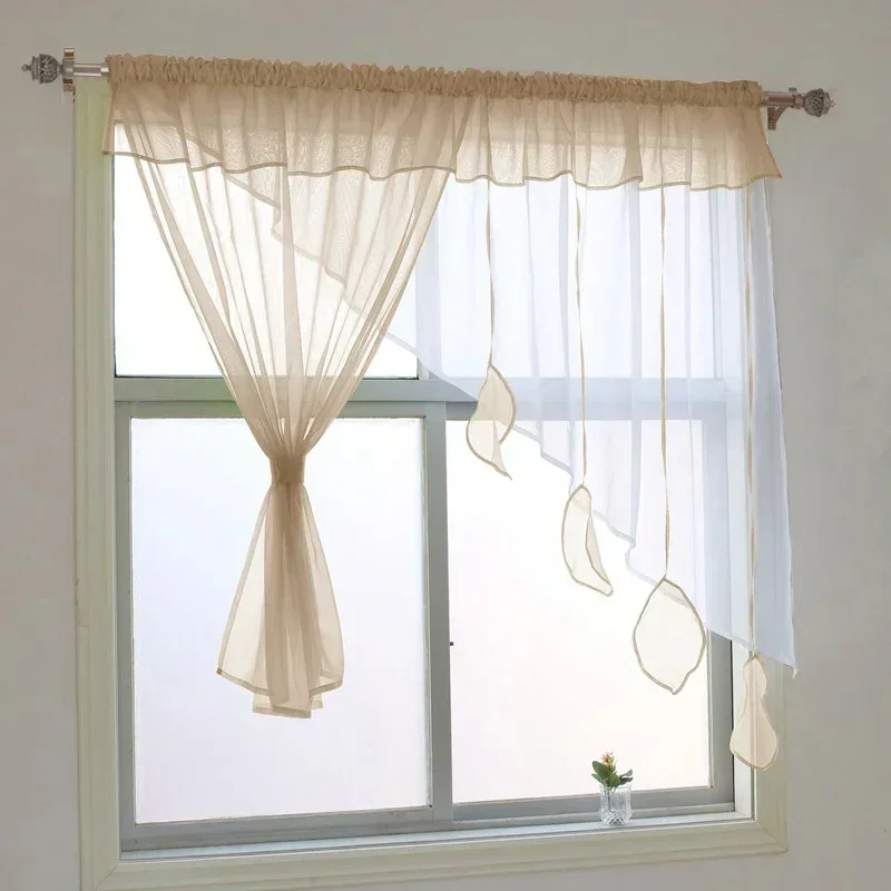 QN1903 Fashion Irregular Design With Pendant Excellent Tulle Window Curtain For Livingroom Kitchen Balcony  1PCS