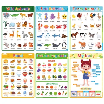 Poster educativi per bambini in età prescolare Parole inglesi Apprendimento Sussidi didattici Montessori Decorazione in classe Grafici A4