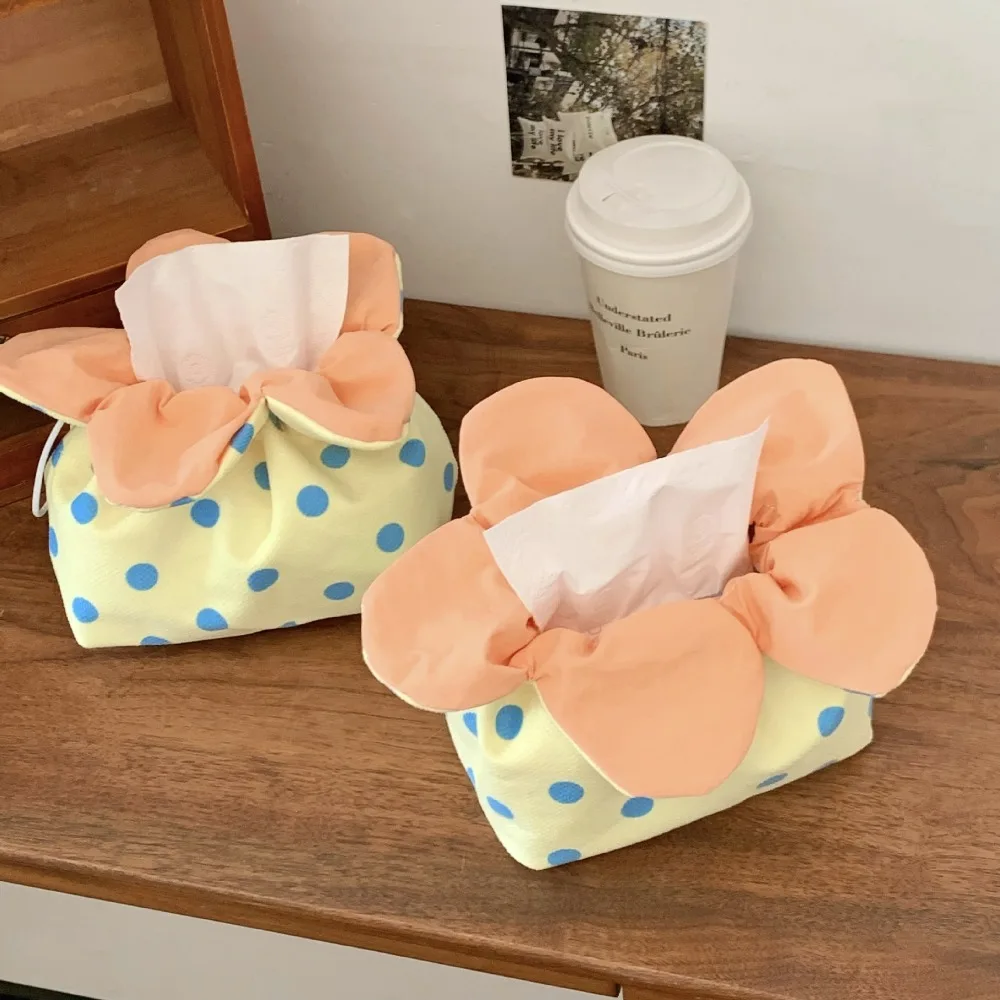Flower Shaped Drawstring Tissue Bag Stylish Paper Holder for Women Bedroom Desk Living Room Household Decor Storage Organizer