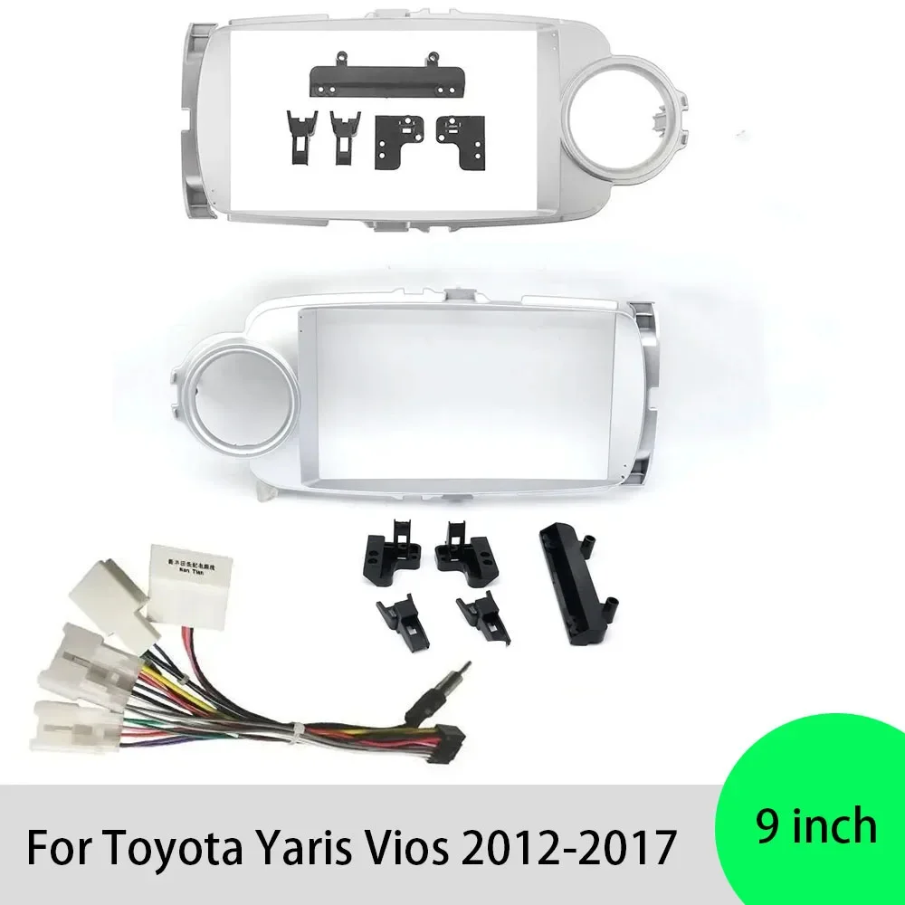 For Toyota Yaris Vios 2012-2017 9 Inch Car Frame Fascia Adapter Android Radio Dash Fitting Panel Kit