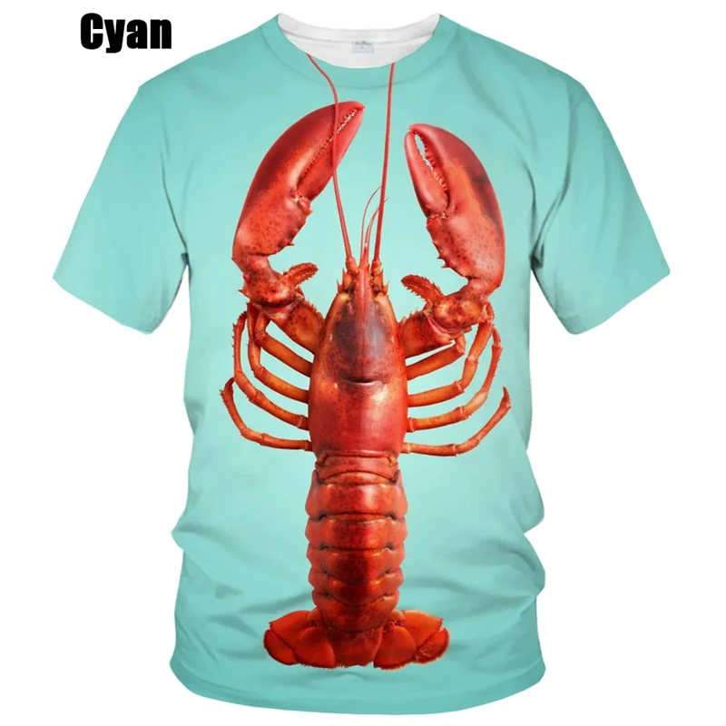 

New Arrival Lobster 3D Printed Casual T-Shirt Personality Fashion Unisex Hip Hop O Neck Short Sleeve Tops Men's Oversize Tees