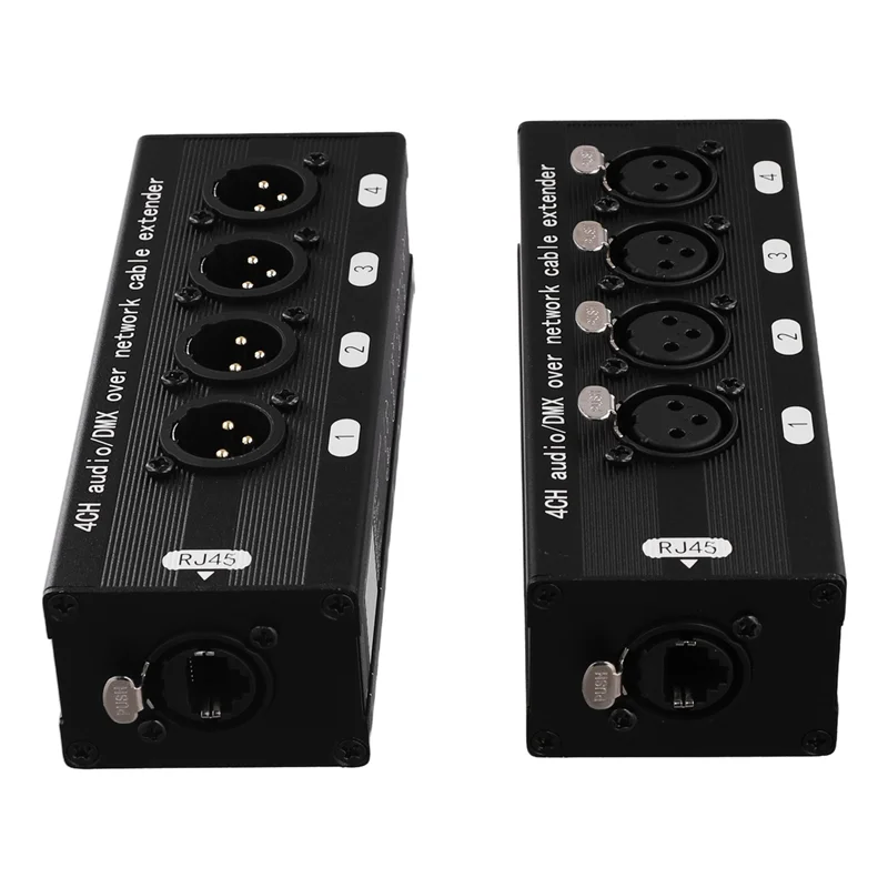 Excelente-1 par de transceptor extensor XLR de Audio RJ45 Ethernet de 4 canales XLR/DMX para escenario en vivo, estudio de grabación de Audio