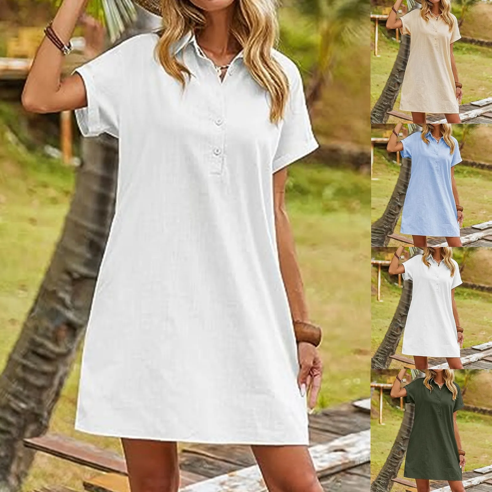 Damen hemden Kleider Mode lässig Kurzarm Polos hirts Kleid täglich einfach solide Freizeit resorts passend Mini kleid