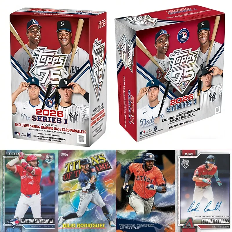 2026-topps-serie-1-baseball-hobby-trading-cards-mlb-75°-anniversario-design-retro-scatola-da-collezione-esclusiva-allenamento-primaverile