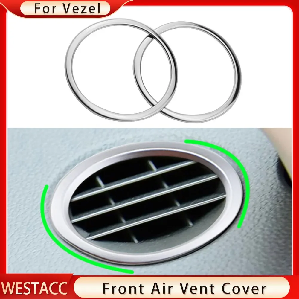 2Pcs Car Front Air Conditioning Vent Outlet Cover Sticker Trim for Honda Vezel HRV HR-V 2014 - 2020 Decoration Accessories