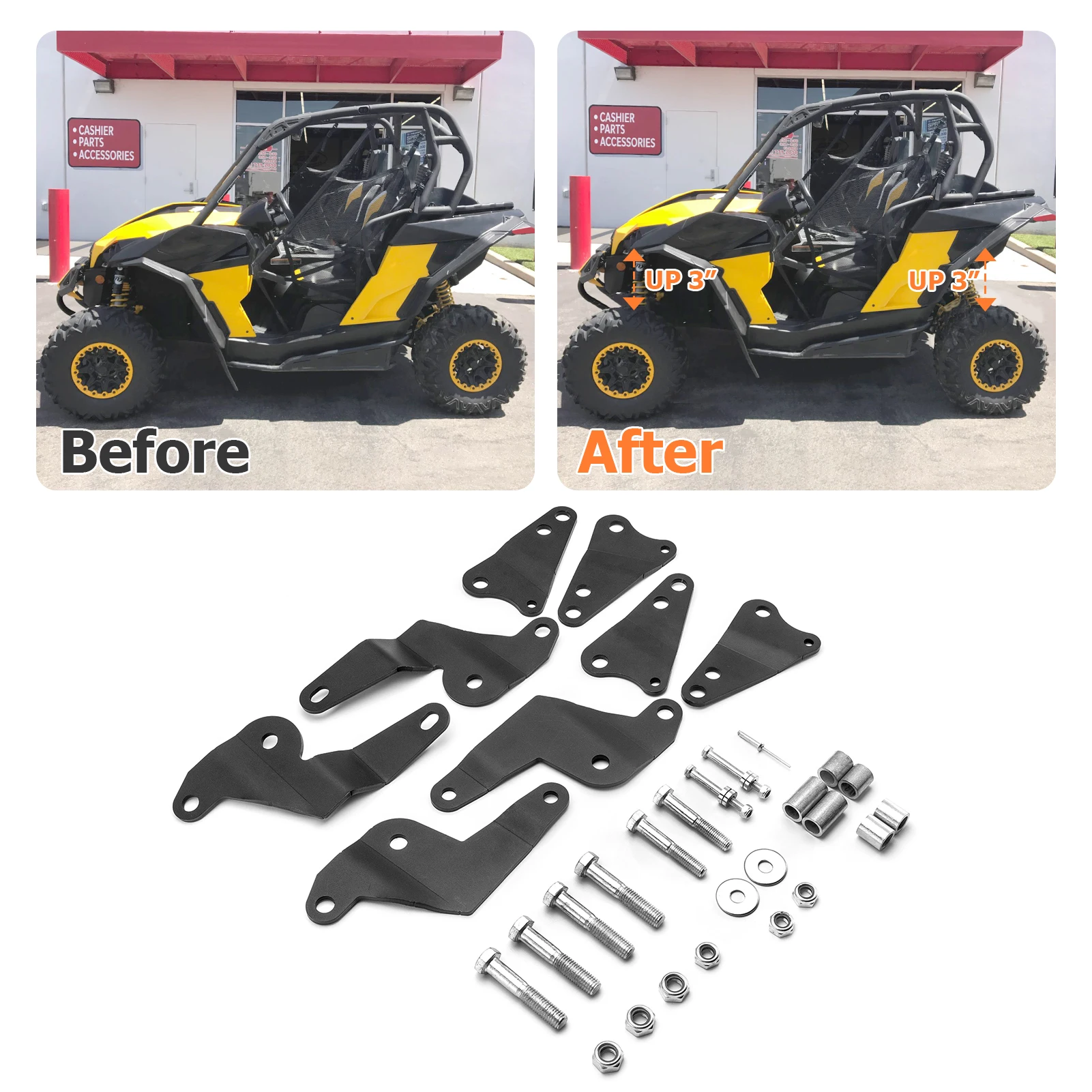 UTV X3 Front and Rear Suspension 3 Inches Lift Kit Rise Suspension Clearance for Can-Am Maverick 1000 1000XXC Max1000 2014-2018