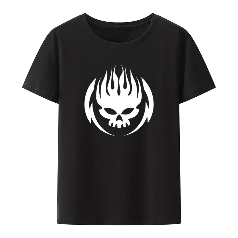 

Print T Shirt The Offspring Band Hip-hop Flame Skull Head Punk Cotton Hipster Streetwear Men Women Street Fashion