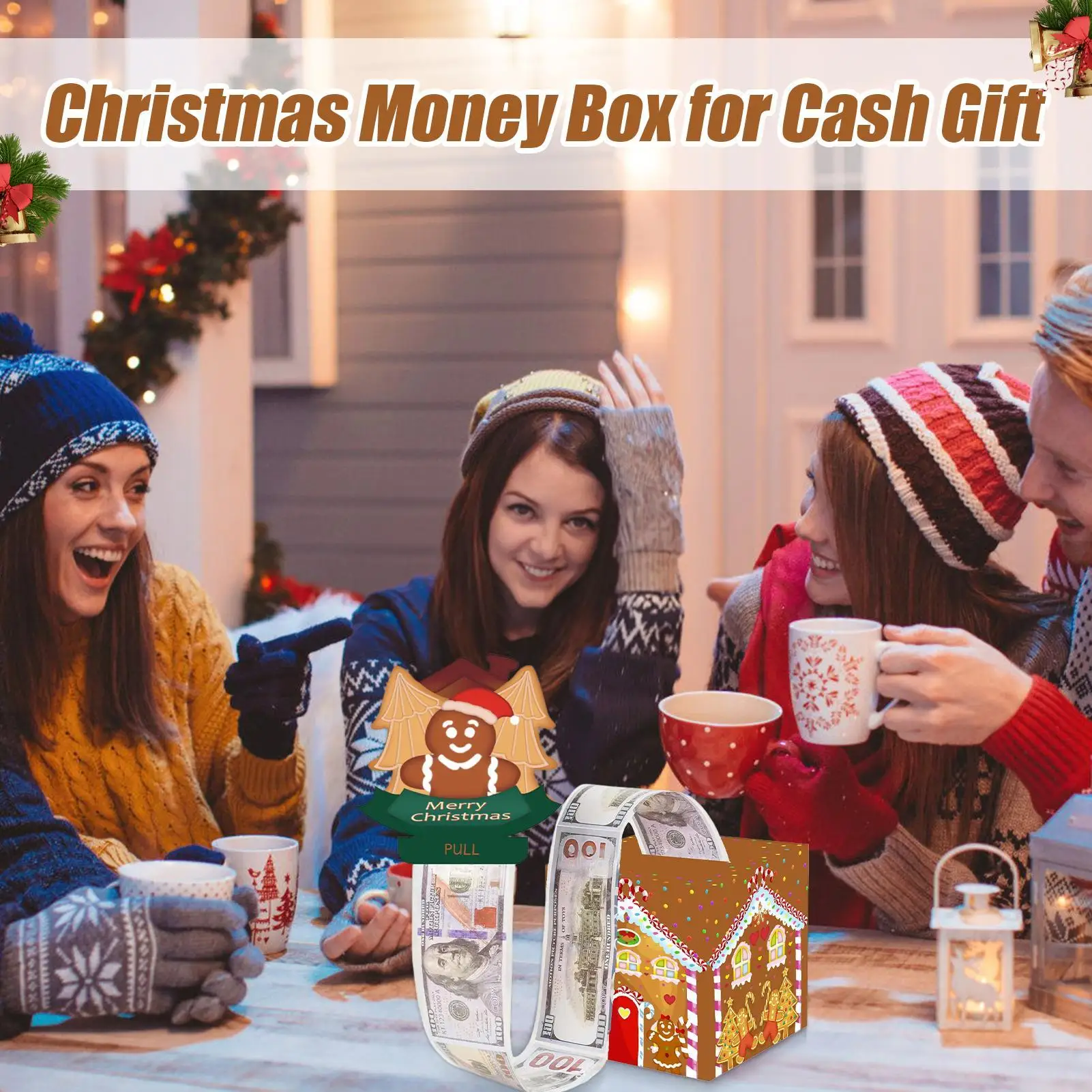 Kerst Geld Pull Box Pop Vrolijk Kerstfeest Spaarpot Bankbiljetten Dispenser Voor Kinderen Verjaardagsfeestje Carnaval Festival Familie